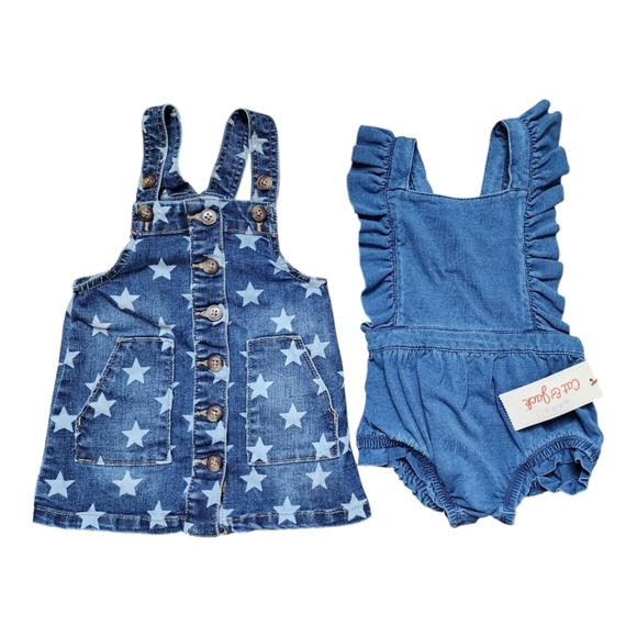 NWT Cat & Jack Ruffle Romper & Wonder Nation Stars Printed Dress Size 18… - Picture 1 of 4